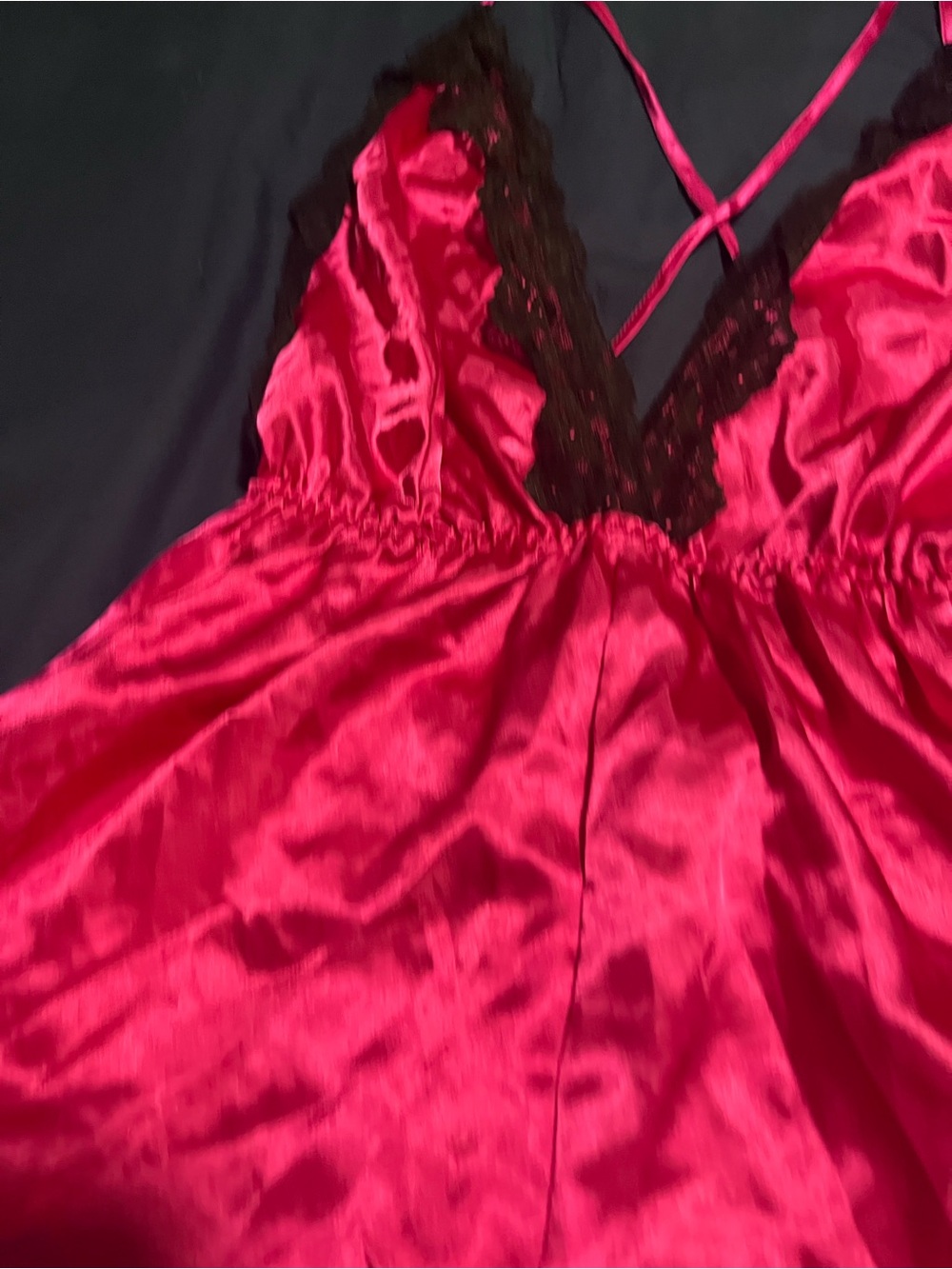 Silky Pink Lace-Trim Romper Lingerie - Picture 3 of 4